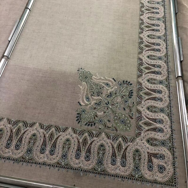 Eid Al Fitr Islamic Hijab Manufacturer - Shemagh Arabic Men Embroidery 10cm Keffiyeh 55x55inch