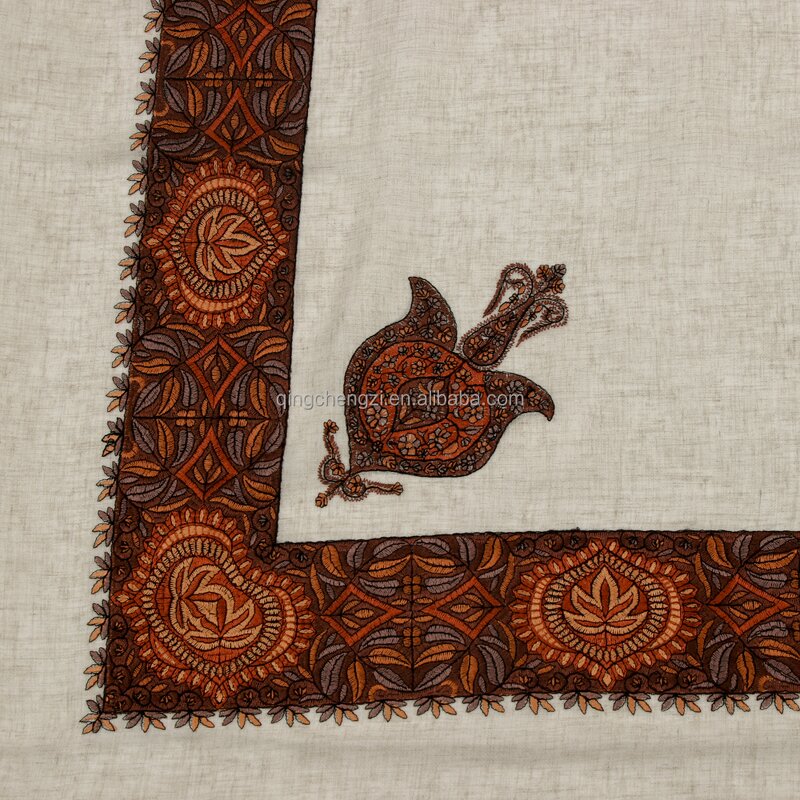 Men Headscarf Manufacturer - High Quality Meeting Clothes Beige Embroidered Yemeni Shemagh
