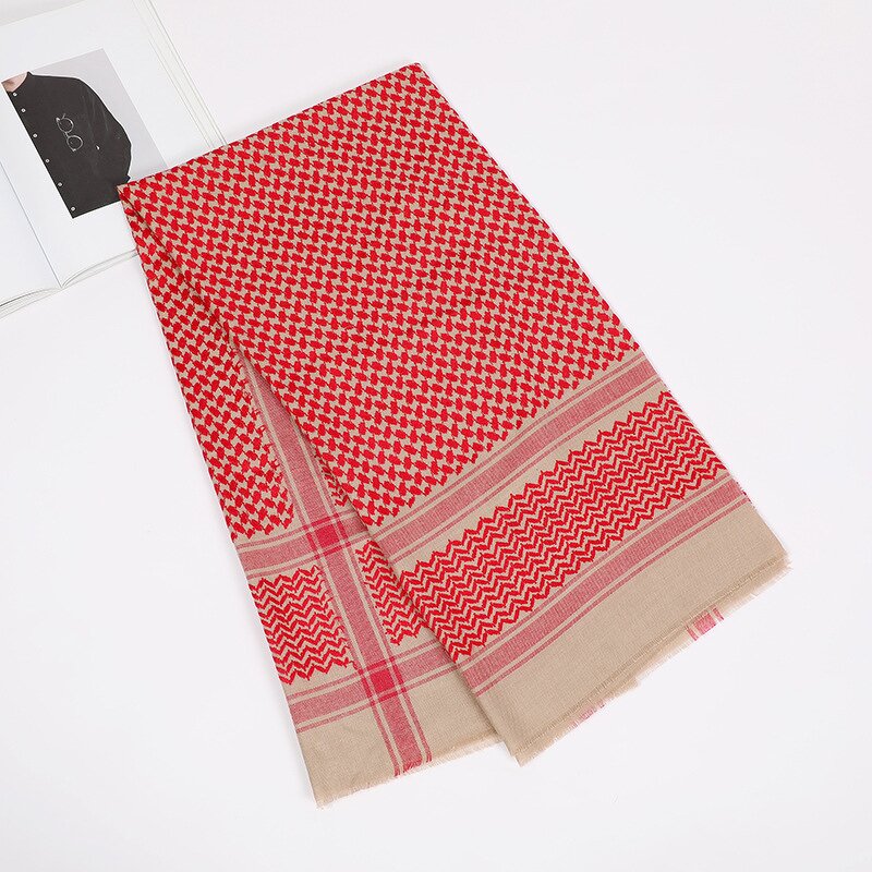 Arabian Ramadan Headscarf Manufacturer - Men Cotton Travel Outdoors Red Plaid Yemeni Shemagh