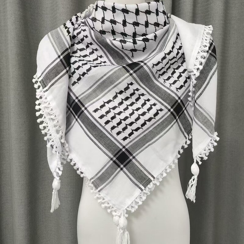 Men Yashmagh Shemagh Manufacturer - Red and Green Arab Men Arafat Scarf Keffiyeh Palestine with Tassel