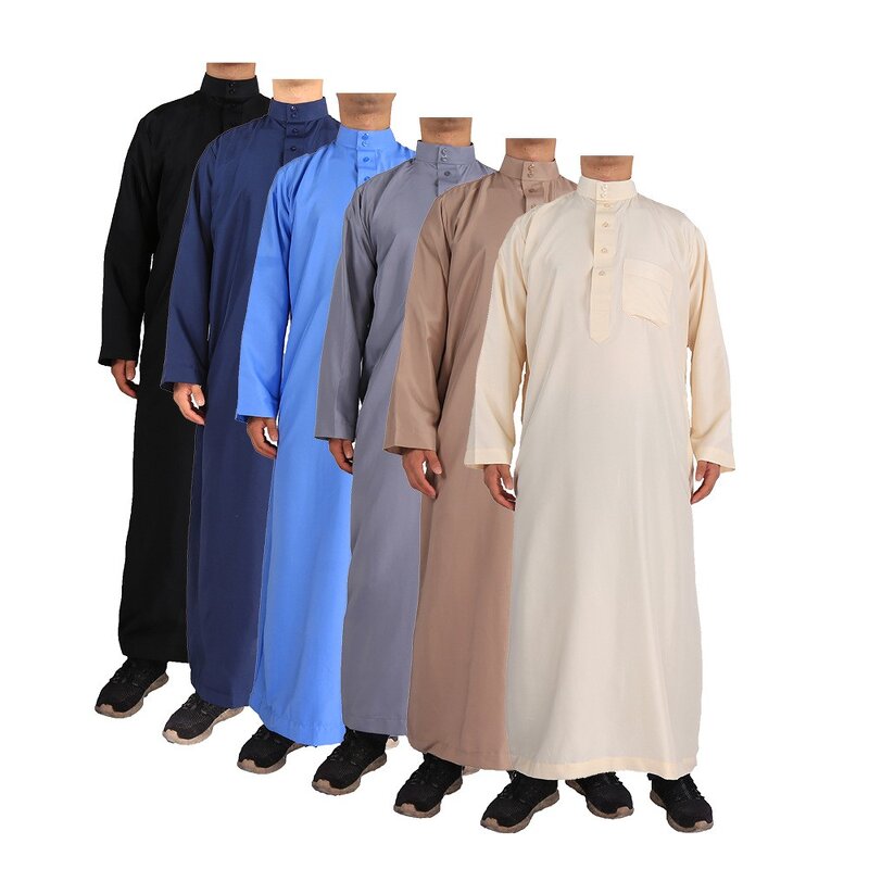 Abaya for Men Manufacturer - Muslim Middle East Long Sleeve Arab Crew Neck Solid Color