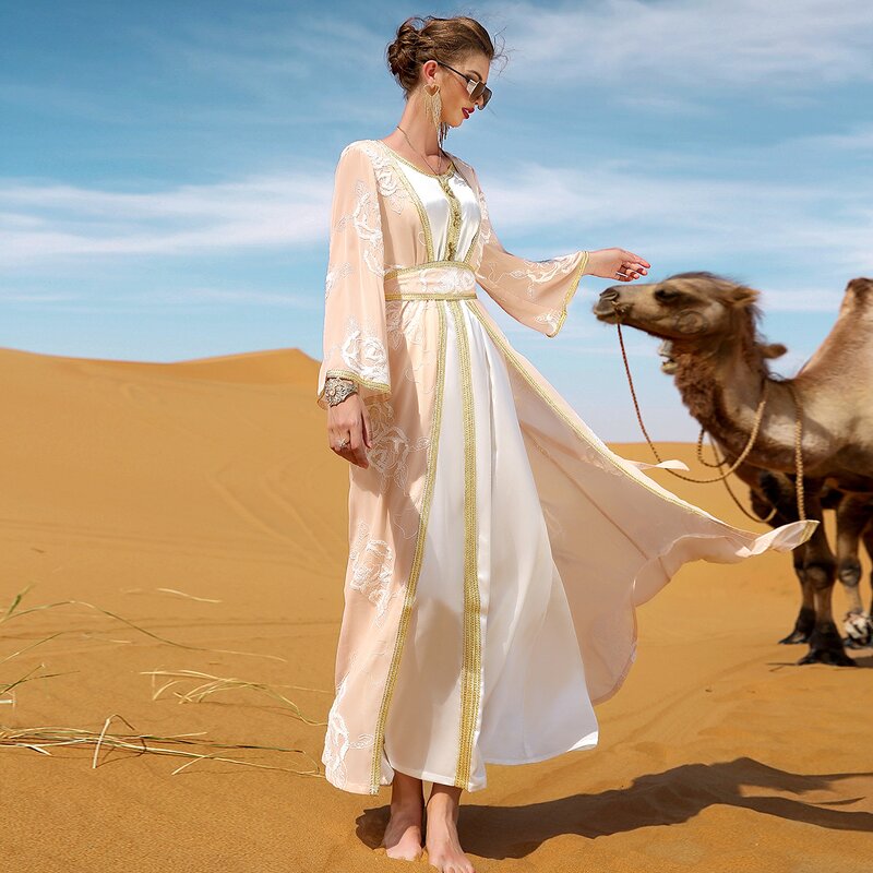 Middle East Abaya Dress Manufacturer - Desert Rose Heavy Industry Embroidery 2 Piece Inner Cloth