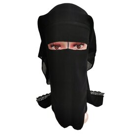 Islamic Shawl Veil Manufacturer - 2021 New Black Elegant Full-cover Lace Breath Chiffon