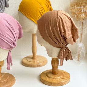 Inner Hijab Manufacturer - Fancy Solid Color Modal Cotton Strap Bottoming Cap Freely Adjustable