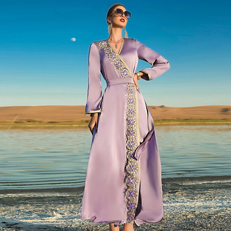 Dress Manufacturer - Fog Purple New Heavy Workmanship Drilling Palace Wind Dubai Travel