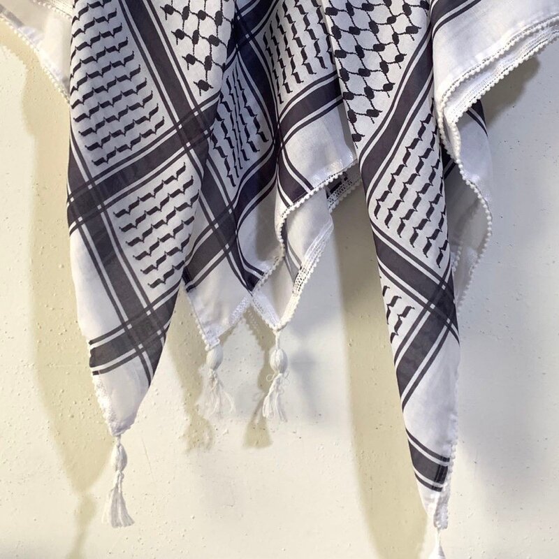Men Shemagh Keffiyeh Scarf Manufacturer - Arab Palestine Black on White Kufiya Arafat Cotton