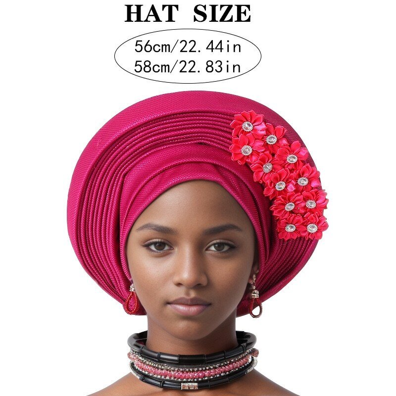 African Muslim Hijab Hat Manufacturer - Casual Multi-Layer Exaggerated Solid Pattern Polyester Turban Cap