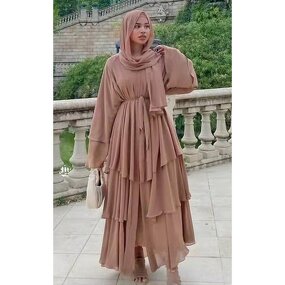 Muslim Long Dresses Manufacturer - Fashion Dubai Turkey Arab Oman Elegant Chiffon Kimono 3 Layers