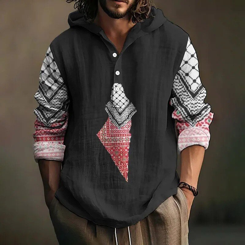 Palestine Hooded Shirt Manufacturer - 2025 Fashion Spring Autumn Hot Selling 3D Long Sleeve Pullover