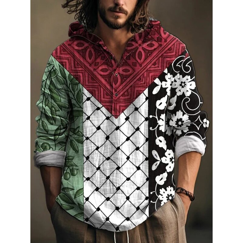 Palestine Hooded Shirt Manufacturer - 2025 Fashion Spring Autumn Hot Selling 3D Long Sleeve Pullover