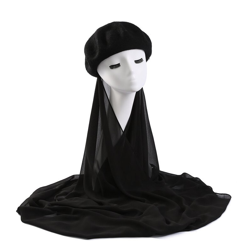 Muslim Women Hijab with Hat Manufacturer - High Quality Ready to Wear Cotton Shawl Instant Chiffon 2pcs