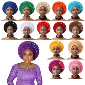 African Muslim Hijab Hat Manufacturer - Casual Multi-Layer Exaggerated Solid Pattern Polyester Turban Cap