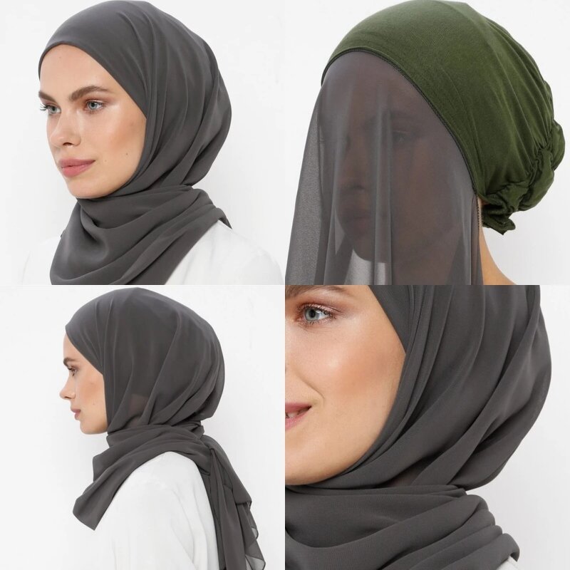 Muslim Women Bonnet Manufacturer - + Chiffon Hijab Head Scarf Underscarf Stretch Cover Headwrap