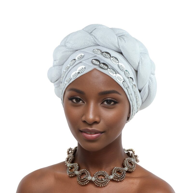 Headscarf Hat Manufacturer - Popular African New Style Handmade Beaded Twist Braided Head Wrap