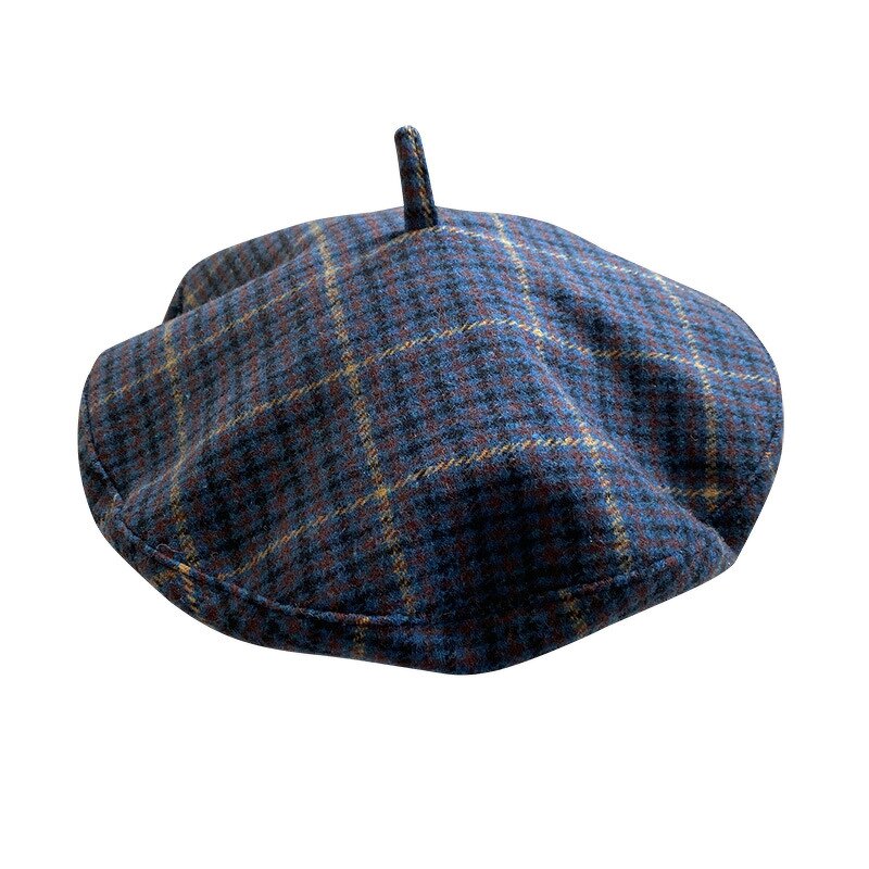 Beret Hat Manufacturer - Retro Fashion Winter Autumn British Grid Flying Saucer Cap