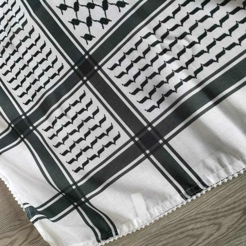 Men Shemagh Keffiyeh Scarf Manufacturer - Arab Palestine Black on White Kufiya Arafat Cotton