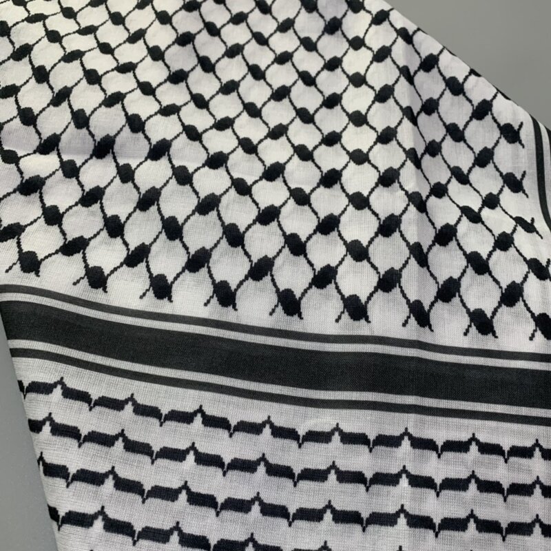 Men Shemagh Keffiyeh Scarf Manufacturer - Arab Palestine Black on White Kufiya Arafat Cotton