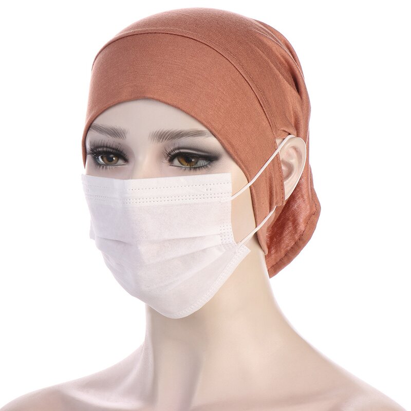 Inner Hijab Manufacturer - 2025 NEW Ear Hole Stretchy Cotton Muslim Turban Hat