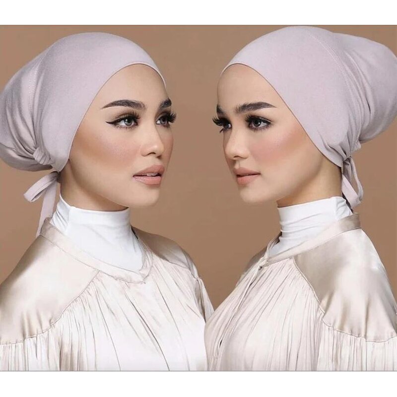 Inner Hijab Manufacturer - Fancy Solid Color Modal Cotton Strap Bottoming Cap Freely Adjustable