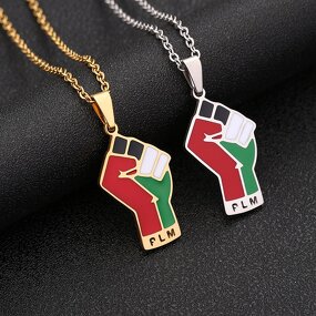 Palestine Necklace Manufacturer - Stainless Steel Letter National Flag Map Pendant