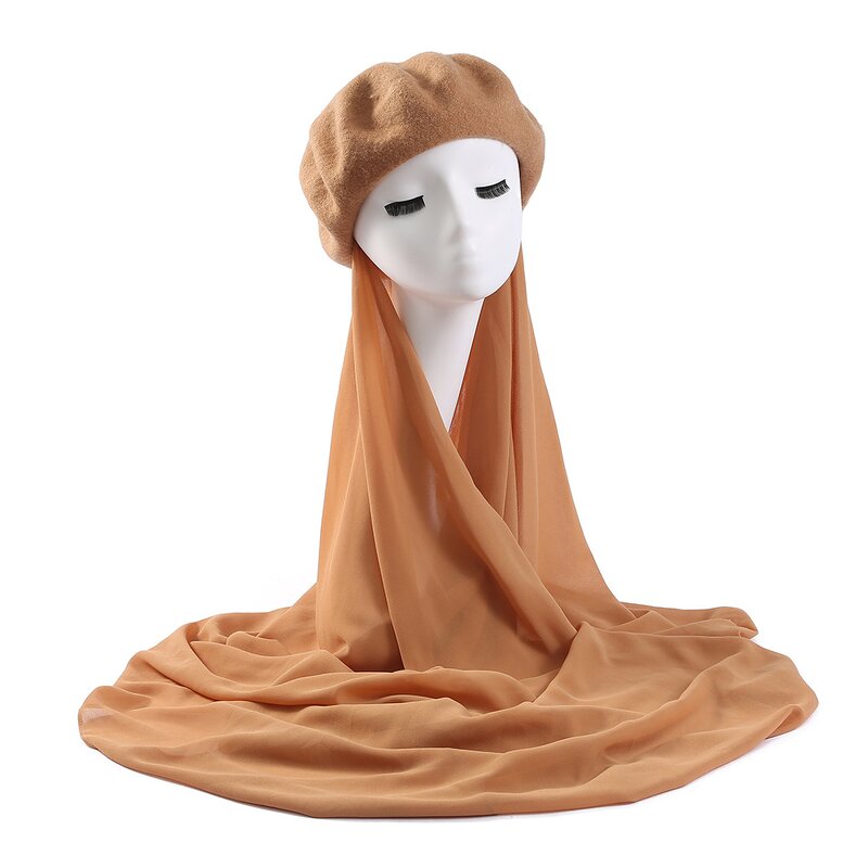 Muslim Women Hijab with Hat Manufacturer - High Quality Ready to Wear Cotton Shawl Instant Chiffon 2pcs