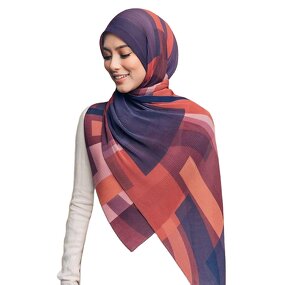 Ladies Shawl Manufacturer - Fashion Soft Printed Wrinkle Bubble Chiffon Muslim Headscarf 180x90cm