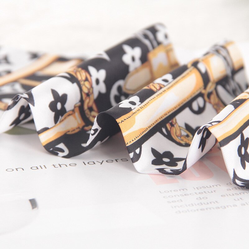 Silk Cotton Scarf Manufacturer - Trendy Girls Twill Printed Belt Vintage Hair Ties Neckerchief