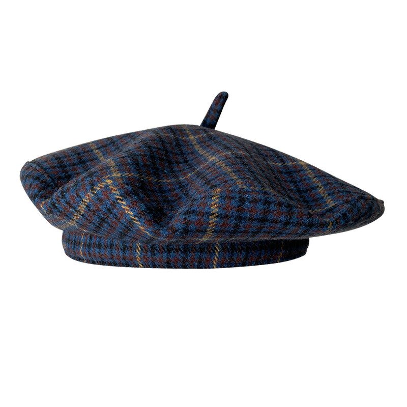 Beret Hat Manufacturer - Retro Fashion Winter Autumn British Grid Flying Saucer Cap