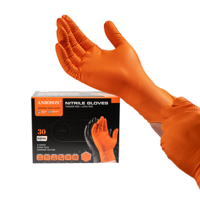 Nitrile Mechanic Gloves Manufacturer - 10mil Black Orange Mechanical Heavy Duty Powder Free Rubber