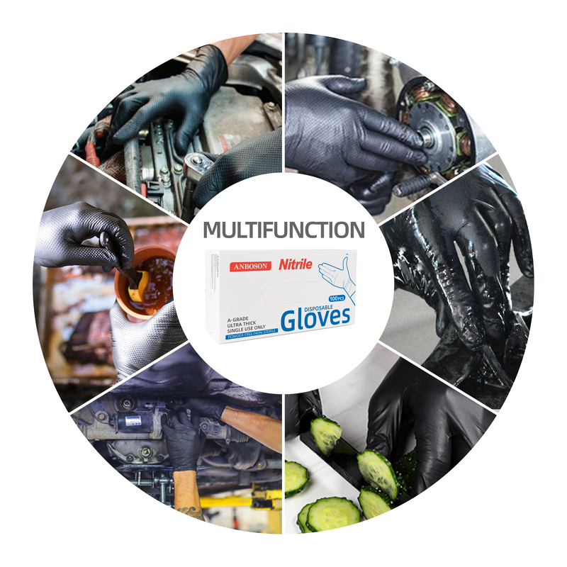 Disposable Nitrile Gloves Manufacturer - 8Mil 12Mil Safe Work Rubber Powder Latex Free Chemical Resistant