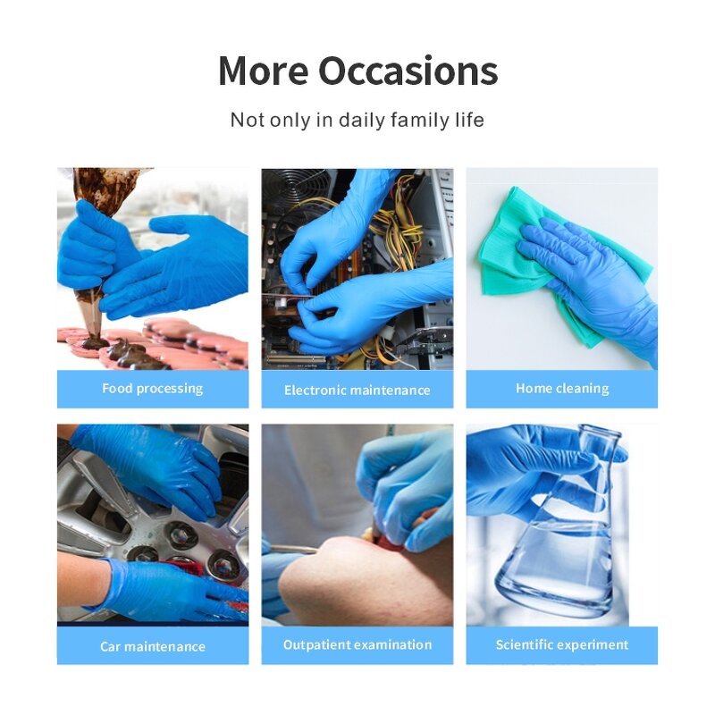 Disposable Nitrile Gloves Manufacturer - Blue Powder-Free Latex Bulk Box Waterproof for Household Cleaning Industrial