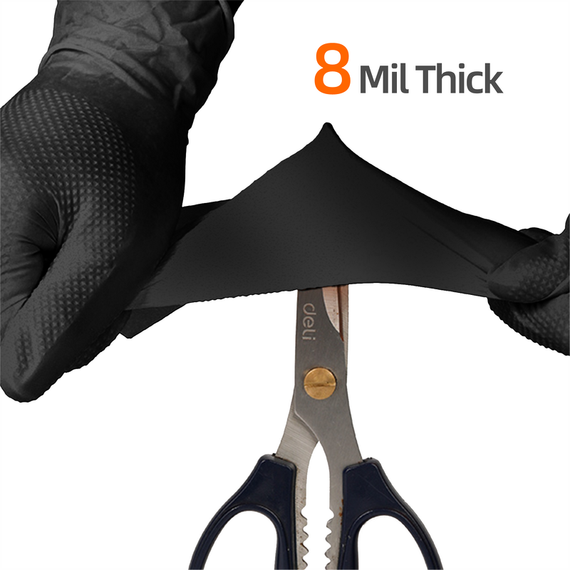 Disposable Nitrile Gloves Manufacturer - 8Mil High Elastic Raised Diamond Texture Latex Powder Free Food Safe