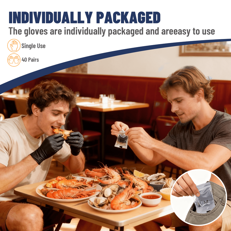 Nitrile Gloves Manufacturer - Premium Food Grade 2-Pack Individually Wrapped Portable Chemical Resistant