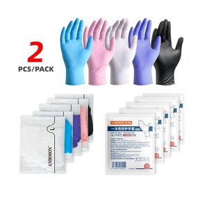 Disposable Nitrile Gloves Manufacturer - Custom Blue Black 2-Piece Pack Powder-Free Latex-Free