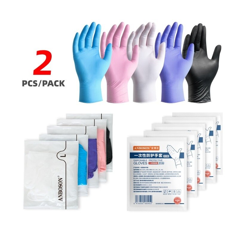 Disposable Nitrile Gloves Manufacturer - Custom Blue Black 2-Piece Pack Powder-Free Latex-Free