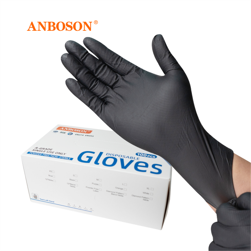 Nitrile Gloves Manufacturer - 8 Mil Black Diamond Powder Latex Free for Auto Repair Gardening Food Safe