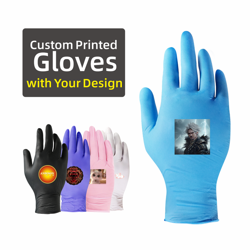 Disposable Nitrile Gloves Manufacturer - Anboson Custom Printed with Logo Medium Thickness for Cleaning