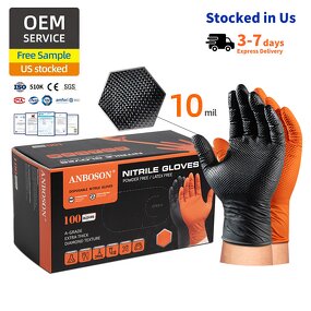 Disposable Nitrile Gloves Manufacturer - 8Mil Latex-Free Raised Diamond Texture for Janitorial Plumbing Paint Shops