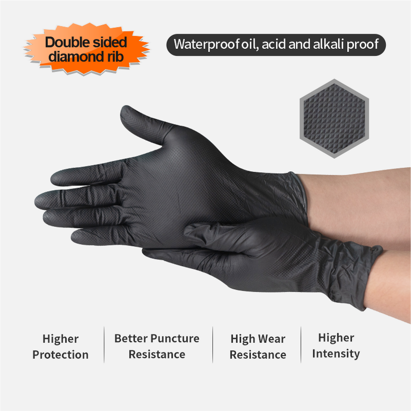 Nitrile Gloves Manufacturer - 8 Mil Black Diamond Powder Latex Free for Auto Repair Gardening Food Safe