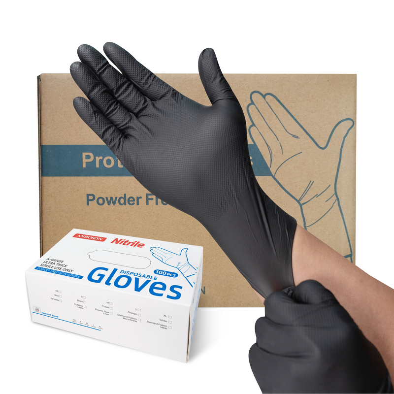 Disposable Nitrile Gloves Manufacturer - 8Mil 12Mil Safe Work Rubber Powder Latex Free Chemical Resistant
