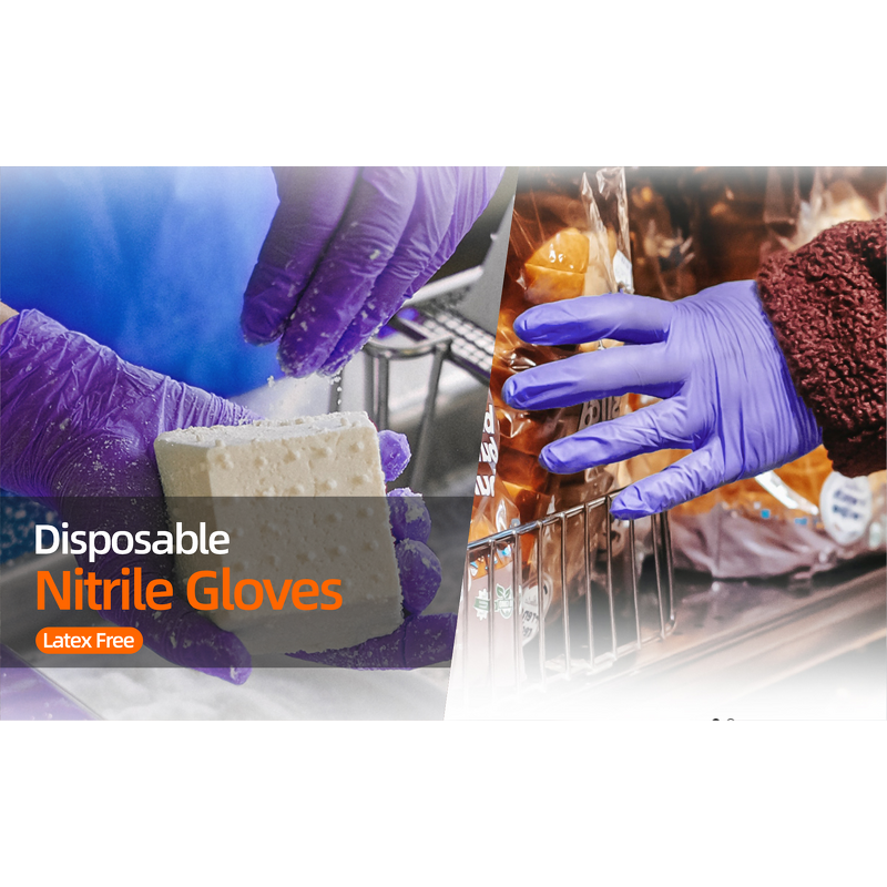 Disposable Nitrile Gloves Manufacturer - Chemical Resistant Purple Powder Free Latex Free for Light Industrial Cleaning