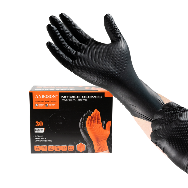 Guantes De Nitrile Manufacturer - Caja Negro Guantes De Examen Desechables Libres De Latex