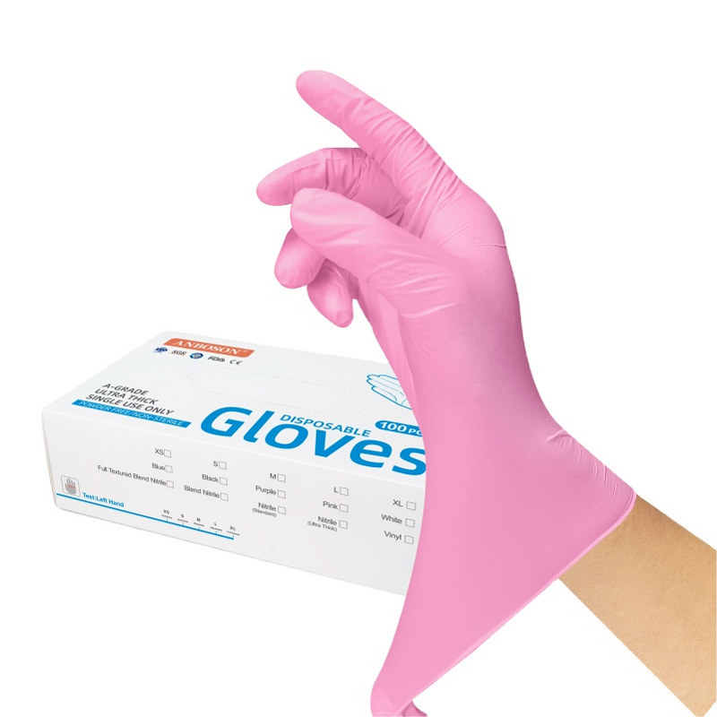 Disposable Nitrile Glove Manufacturer - 4mil 6mil 8mil Medical Hand Black Pink Powder Free