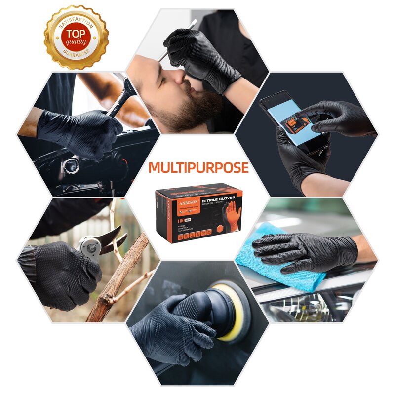 Disposable Nitrile Gloves Manufacturer - 8Mil Latex-Free Raised Diamond Texture for Janitorial Plumbing Paint Shops