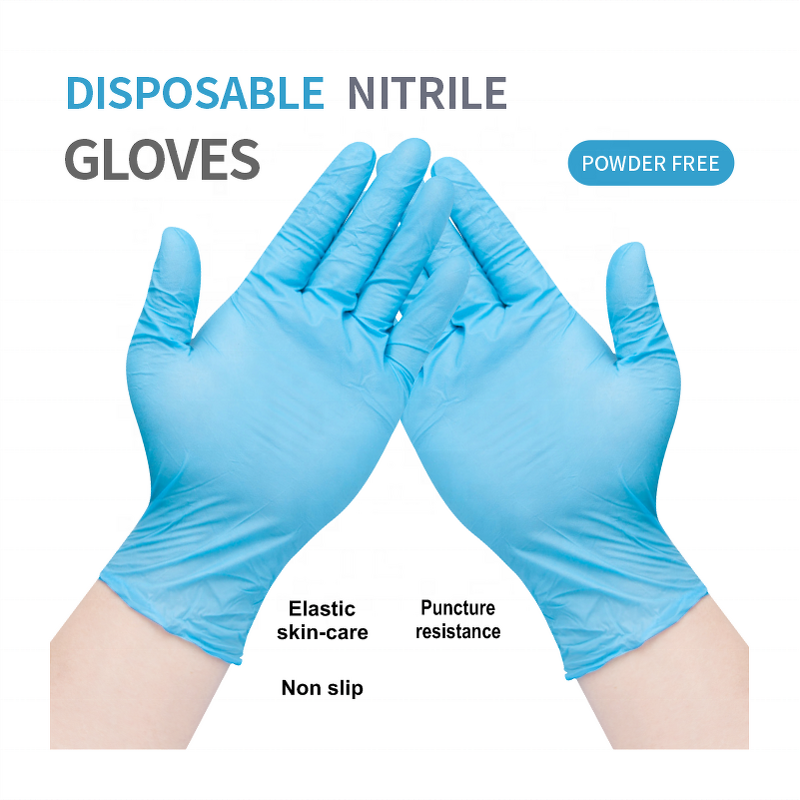 Nitrile Gloves Manufacturer - Powder Free Blue Disposable for Medical Exam Check