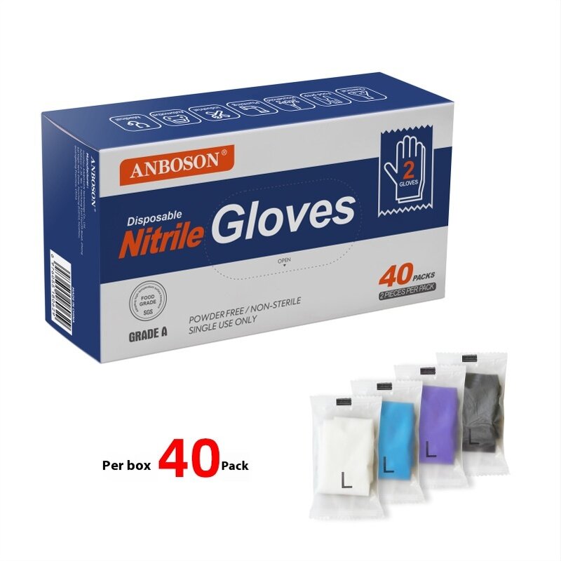 Disposable Nitrile Gloves Manufacturer - 5mil 40 Pairs Individually Wrapped Class I Medical 2 Pack