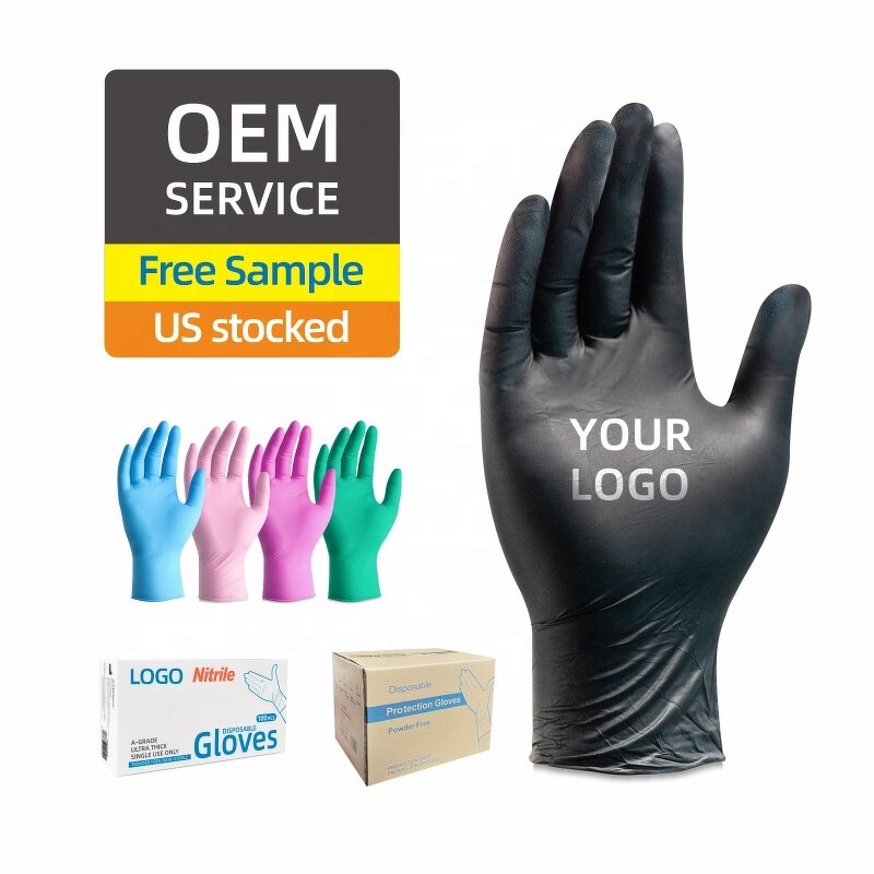 Disposable Nitrile Gloves Manufacturer - Anboson Medical Factory Accept OEM 100 Pack Black Powder Latex Free
