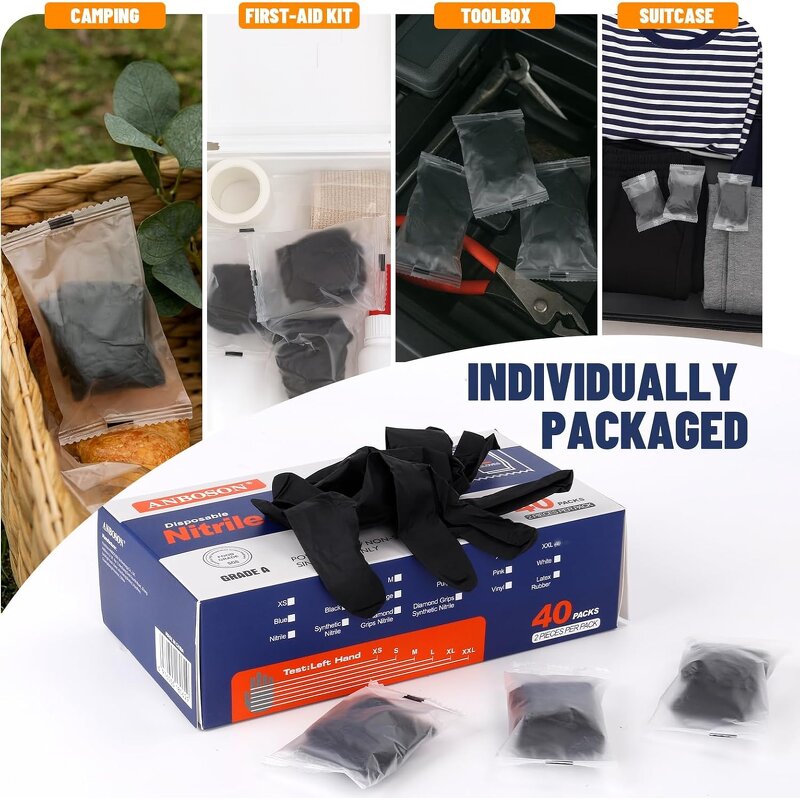 Disposable Nitrile Gloves Manufacturer - 5mil 9inch 40 Pairs Individually Wrapped Class I Medical