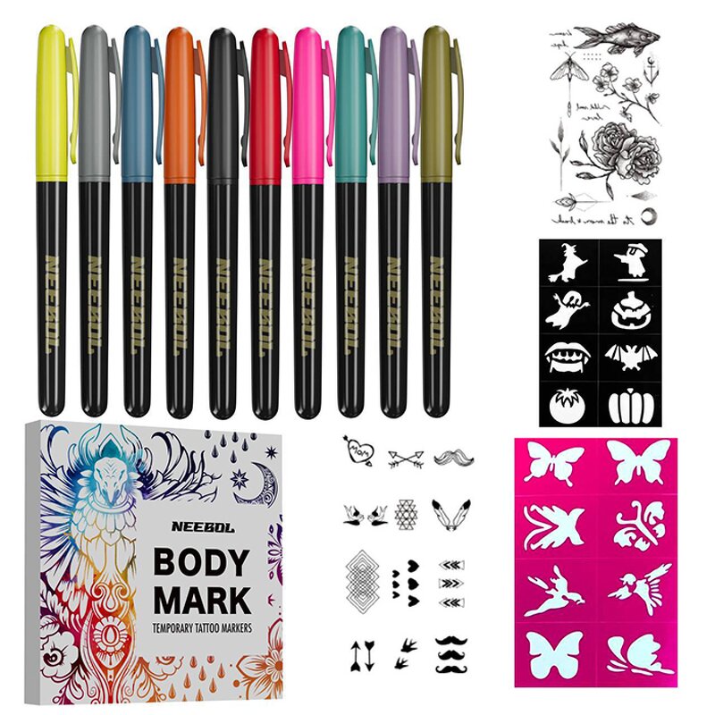 Body Mark Pens Manufacturer - Medical Grade 12-Color Non-Toxic Temporary TattooMarkers for Skin Sterile Set
