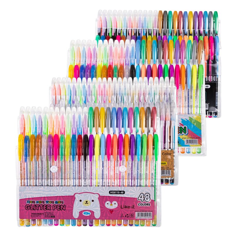 Gel Pen Set Manufacturer - Promotional Art Drawing Multi-Function Card Design 36/48/60G Glitter Ink Gel Pens